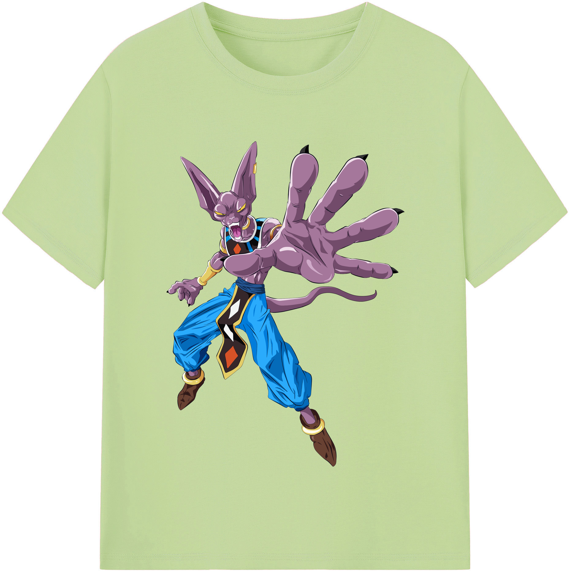 （画像用） ドラゴンボール ビルス 破壊神ビルス DRAGON BALL Beerus Birusu 綿100％半袖Tシャツ（フロントプリント）